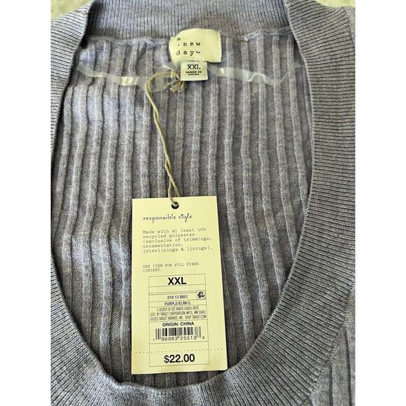 A New Day Fine Gauge Scoop Neck Ribbed Knit sweater Purple Woman's Size XXL NWT - Picture 5 of 8